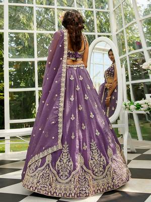 light purple georgette sequined embroidery lehenga set 2