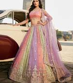 multicolor art silk sequins embroidered lehenga