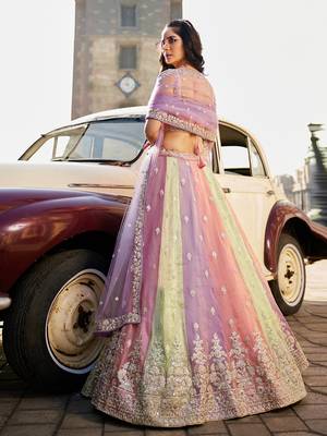 multicolor art silk sequins embroidered lehenga 2