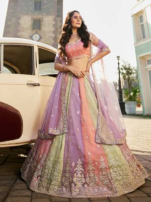 multicolor art silk sequins embroidered lehenga 3