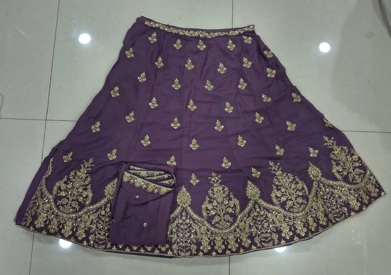 light purple georgette sequined embroidery lehenga set