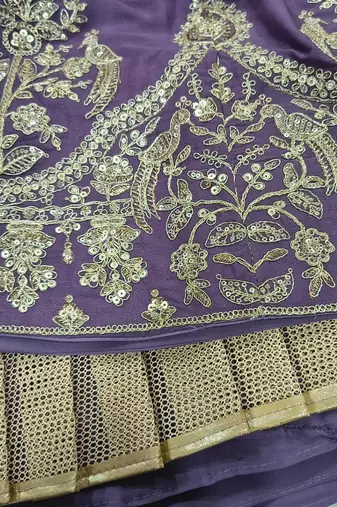 light purple georgette sequined embroidery lehenga set