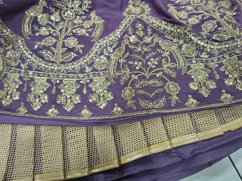 light purple georgette sequined embroidery lehenga set