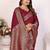 Maroon silk couple set kurta and saree with jacquard border