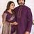Wine silk couple set kurta and saree with jacquard border
