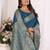 Blue silk couple set kurta and saree with jacquard border