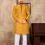 Mustard yellow silk couple set with matching kurta and saree