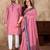 Light pink silk couple set with matching kurta and saree