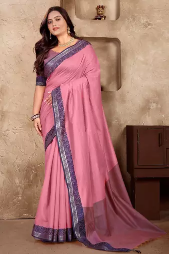 Light pink silk couple set with matching kurta and saree