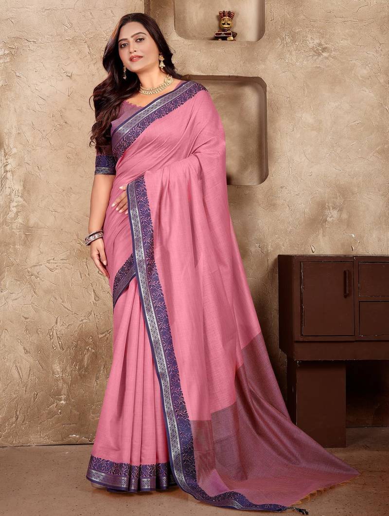 Light pink silk couple set with matching kurta and saree