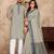 Grey silk couple set with matching kurta and saree