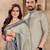 Grey silk couple set with matching kurta and saree