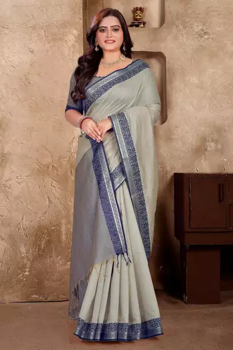 Grey silk couple set with matching kurta and saree