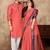 Pink silk couple set with matching kurta and saree