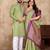 Pista green silk couple set with matching kurta and saree
