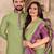 Pista green silk couple set with matching kurta and saree