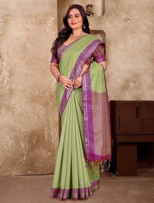 Pista green silk couple set with matching kurta and saree 3