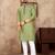Pista green silk couple set with matching kurta and saree