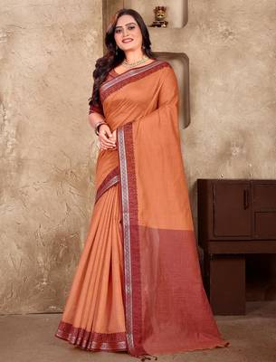 Orange silk couple set with matching kurta and saree 3