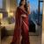 Designer luxury red wedding wear hand embroidery saree for women