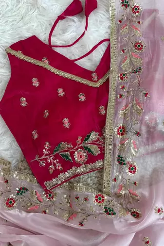 Festival wear pink fandy silk embrodiery saree for women