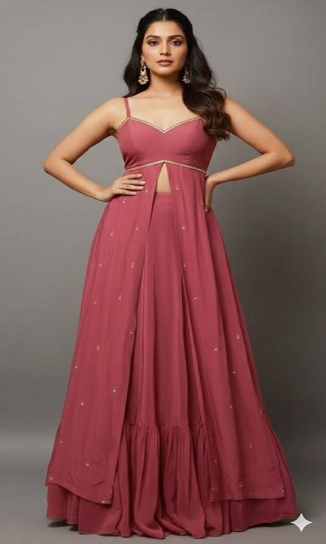 Rose Pink Anarkali Lehenga