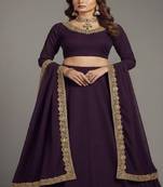 Deep Plum Lehenga with Gold Borders