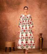 Red rose floral hand block printed cotton kurta pant  set of 2