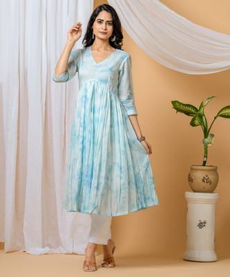 Blue tie & dye kurta pant set of 2 1