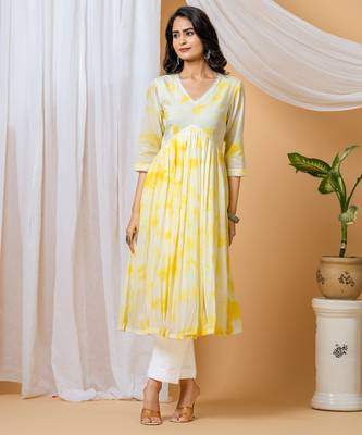 Yellow tie & dye kurta pant set of 2 1