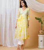 Yellow tie & dye kurta pant set of 2