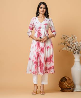 Magenta tie & dye kurta pant set of 2 1
