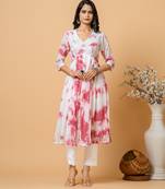 Magenta tie & dye kurta pant set of 2