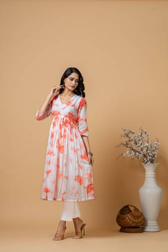 Peach tie & dye kurta pant set of 2