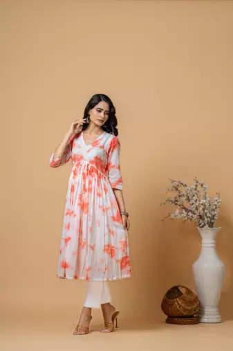 Peach tie & dye kurta pant set of 2