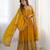 mustard georgette anarkali suit set with embroidery