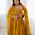 mustard georgette anarkali suit set with embroidery