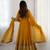 mustard georgette anarkali suit set with embroidery