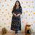 Black Lahriya Printed Kurta with Embroidered Neck & Pant Set – Ethnic Wear