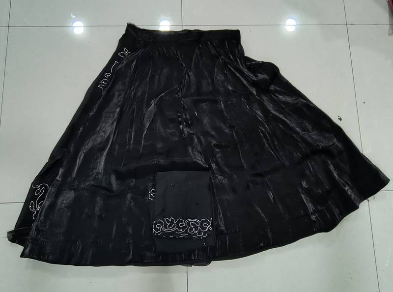 black silk lehenga choli with beads and sequins work