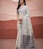 Grey mondal cotton party wear saree