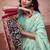 Turquoise mondal cotton party wear saree
