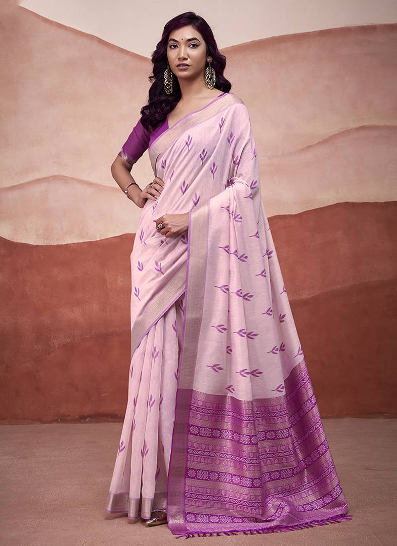 Magenta mondal cotton party wear saree