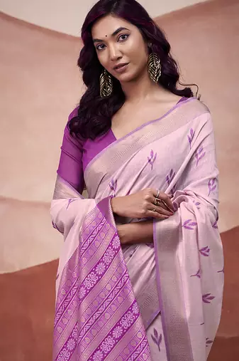 Magenta mondal cotton party wear saree