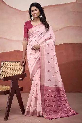 Red mondal cotton party wear saree