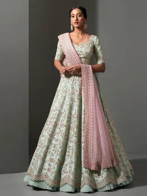 pista zari & sequins art silk lehenga choli with dupatta 1
