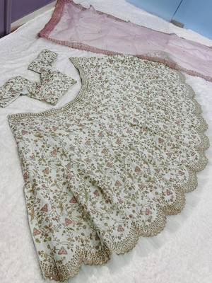 pista zari & sequins art silk lehenga choli with dupatta 5
