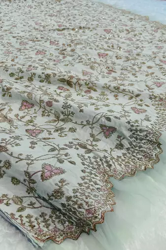 pista zari & sequins art silk lehenga choli with dupatta