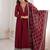Glamorous Maroon Embroidered Silk Festival Wear Gown With Dupatta