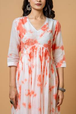 Peach tie & dye kurta pant set of 2 2
